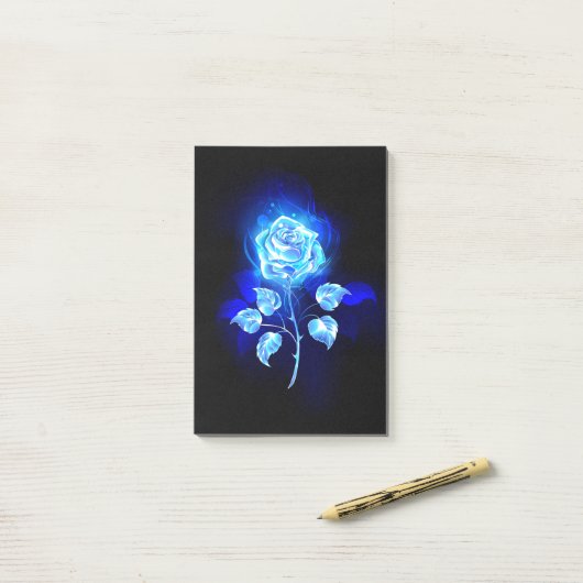 Brandende Blauwe Roos Post-it® Notes (Op bureau)