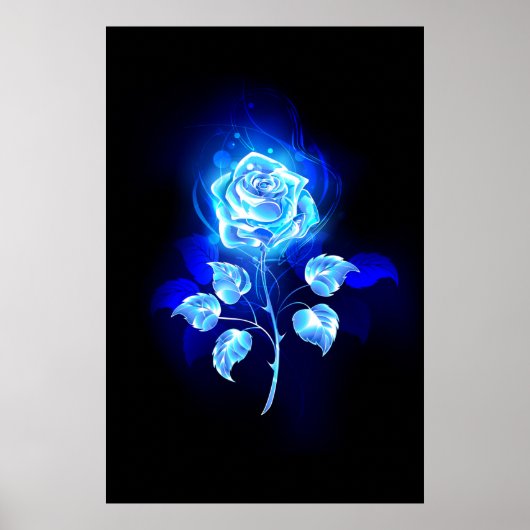 Brandende Blauwe Roos Poster (Voorkant)