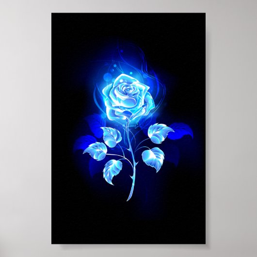 Brandende Blauwe Roos Poster (Voorkant)