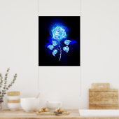 Brandende Blauwe Roos Poster (Keuken)