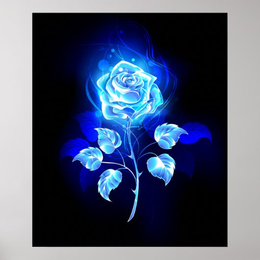 Brandende Blauwe Roos Poster (Voorkant)