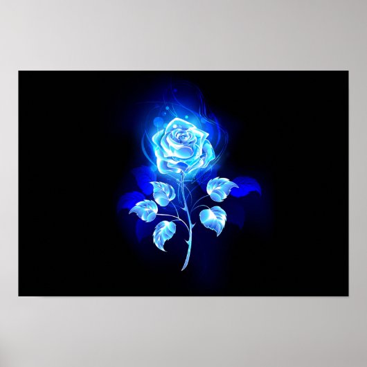 Brandende Blauwe Roos Poster (Voorkant)