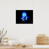 Brandende Blauwe Roos Poster (Keuken)