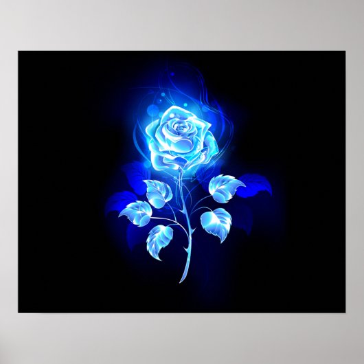 Brandende Blauwe Roos Poster (Voorkant)
