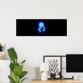 Brandende Blauwe Roos Poster (Thuiskantoor)