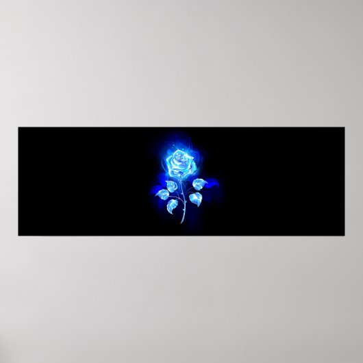 Brandende Blauwe Roos Poster (Voorkant)