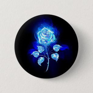 Brandende Blauwe Roos Ronde Button 5,7 Cm