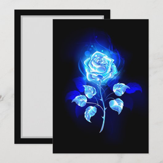 Brandende Blauwe Roos Save The Date (Voorkant / Achterkant)