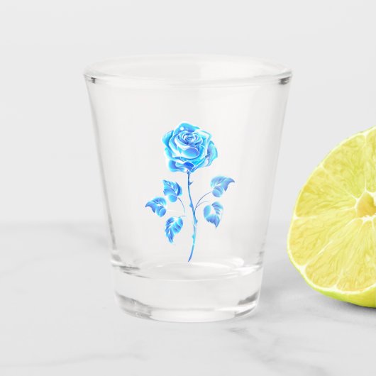 Brandende Blauwe Roos Shot Glas (Voorkant)