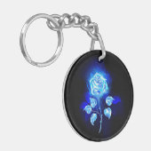 Brandende Blauwe Roos Sleutelhanger (Voorkant Links)