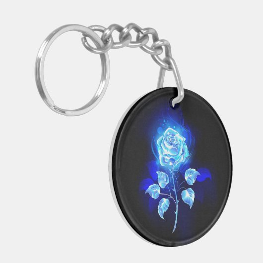 Brandende Blauwe Roos Sleutelhanger (Voorkant Links)