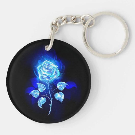Brandende Blauwe Roos Sleutelhanger (Achterkant)