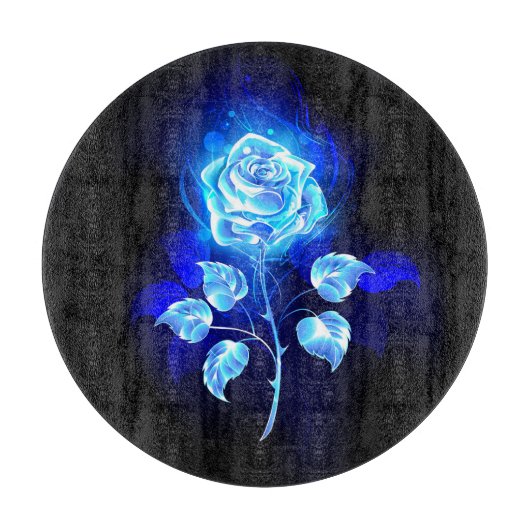 Brandende Blauwe Roos Snijplank (Voorkant)
