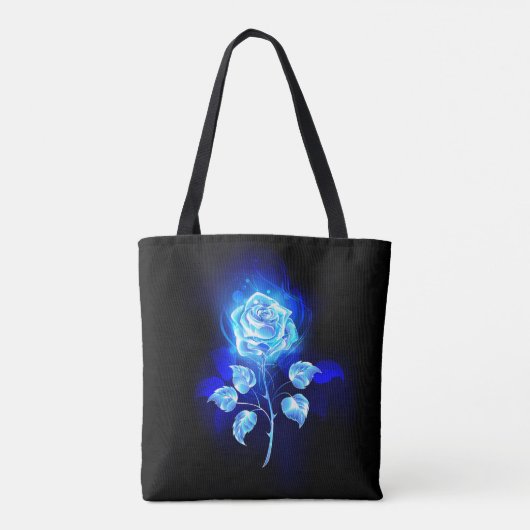 Brandende Blauwe Roos Tote Bag (Achterkant)