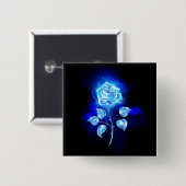 Brandende Blauwe Roos Vierkante Button 5,1 Cm (Voorkant /achterkant)