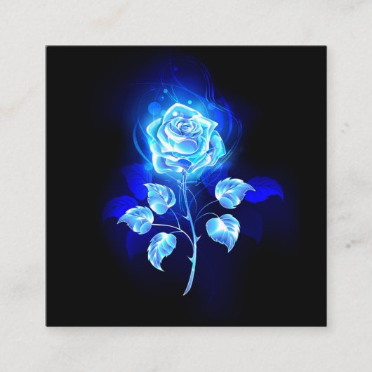 Brandende Blauwe Roos Vierkante Visitekaartje (Voorkant)
