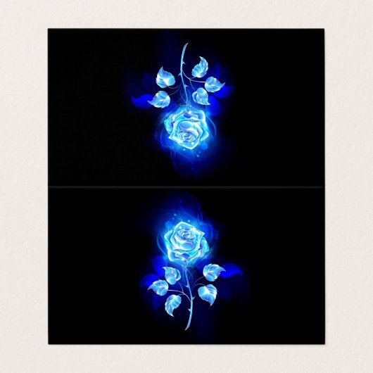 Brandende Blauwe Roos Visitekaartje (Buitenkant ongevouwen)