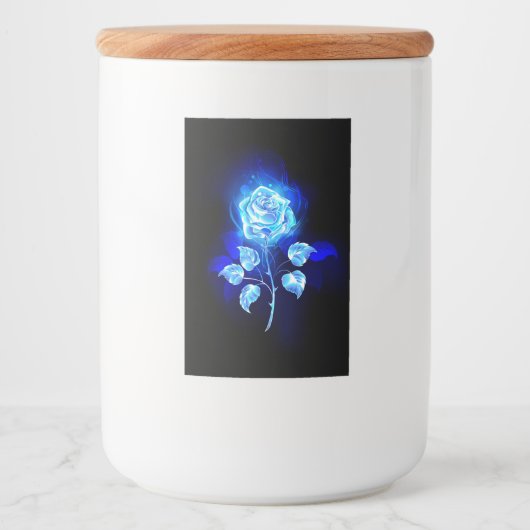 Brandende Blauwe Roos Voedselcontainer Etiket (Voorkant)
