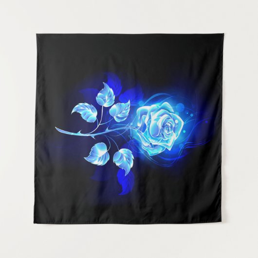 Brandende Blauwe Roos Wandkleed (Voorkant (horizontaal))