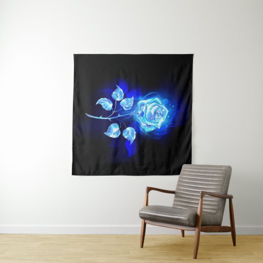 Brandende Blauwe Roos Wandkleed (In Situ (horizontaal))