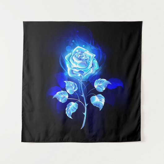 Brandende Blauwe Roos Wandkleed (Voorkant)