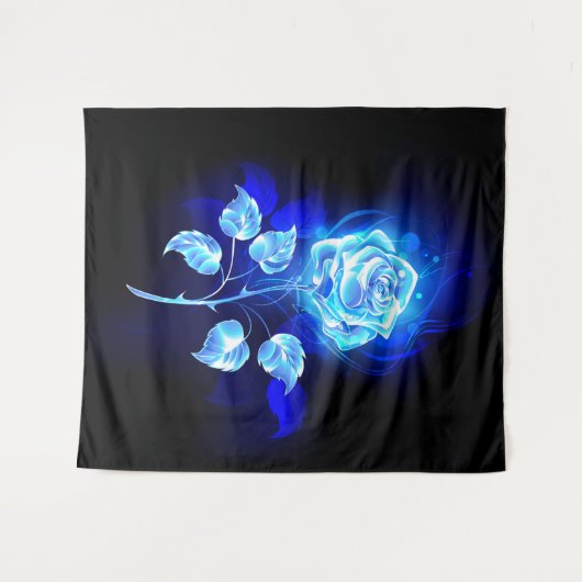 Brandende Blauwe Roos Wandkleed (Voorkant (horizontaal))