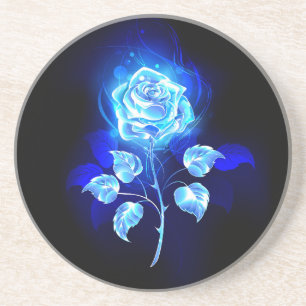 Brandende Blauwe Roos Zandsteen Onderzetter