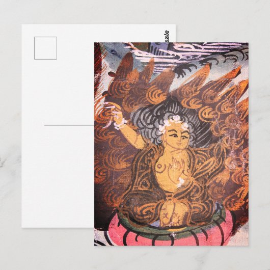 brandende Boeddha Briefkaart (Voorkant / Achterkant)