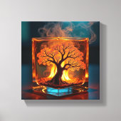 Brandende Boom Binnen Glas Whiskey Kubus Art Canvas Afdruk (Voorkant)