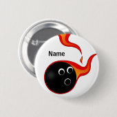 brandende bowlingbal badge ronde button 5,7 cm (Voorkant /achterkant)