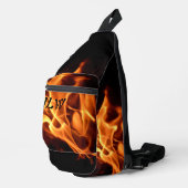 Brandende brand Fotografische vlammen Zwart Sling Bag (Rechterhoek)