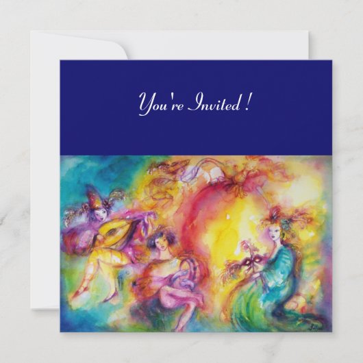 BRANDENDE CARNIVAL, Mardi Gras Maskerade Bal Kaart (Voorkant)