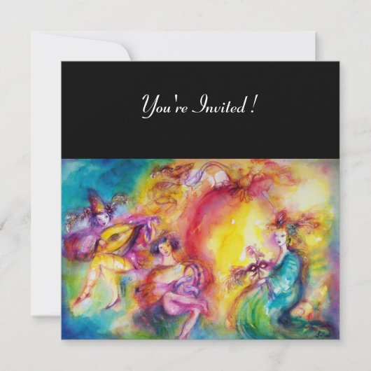 BRANDENDE CARNIVAL, Mardi Gras Maskerade Bal Kaart (Voorkant)