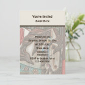 Brandende Carrousel Paard Potlood Kunst Feest Kaart (Staand voorkant)