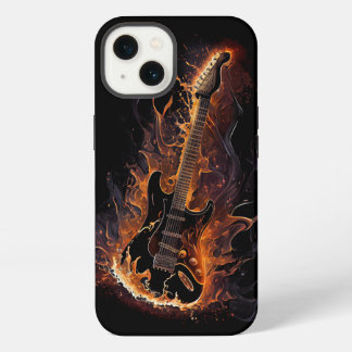 Brandende Gitaar Zwart AI Kunst iPhone 13 Hoesje