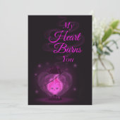 Brandende Hart Valentijn Feestdagenkaart (Staand voorkant)