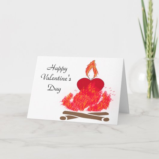 Brandende hart Valentijnsdag kaart (Voorkant)