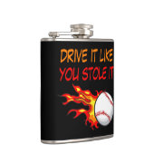 Brandende honkbal in vlammen met grappig citaat, z heupfles (Rechts)