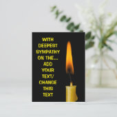 Brandende kaars en Jouw tekst. 2 Briefkaart (Staand voorkant)