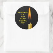 Brandende kaars en Jouw tekst. 2 Ronde Sticker (Tas)