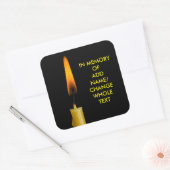 Brandende kaars en Jouw tekst. 2 Vierkante Sticker (Envelop)