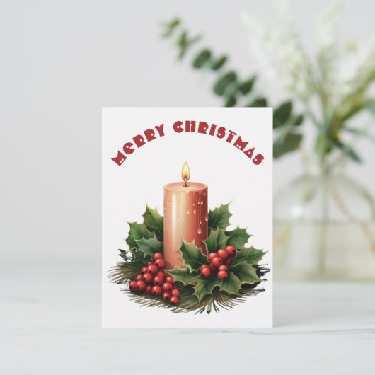 Brandende Kaars - Kerstkaart (Staand voorkant)