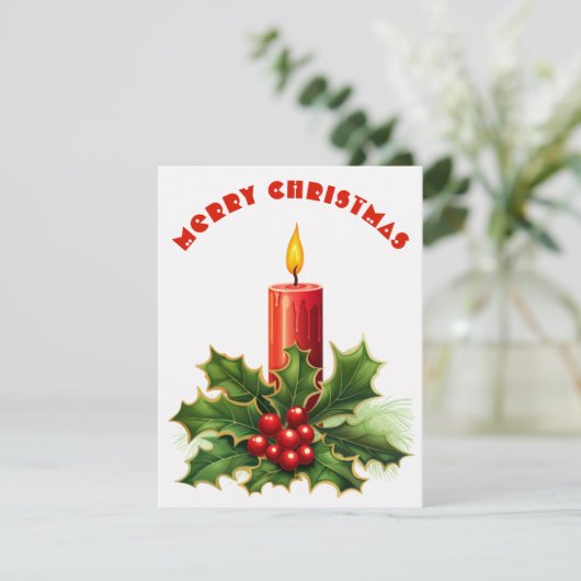 Brandende Kaars - Kerstkaart (Staand voorkant)