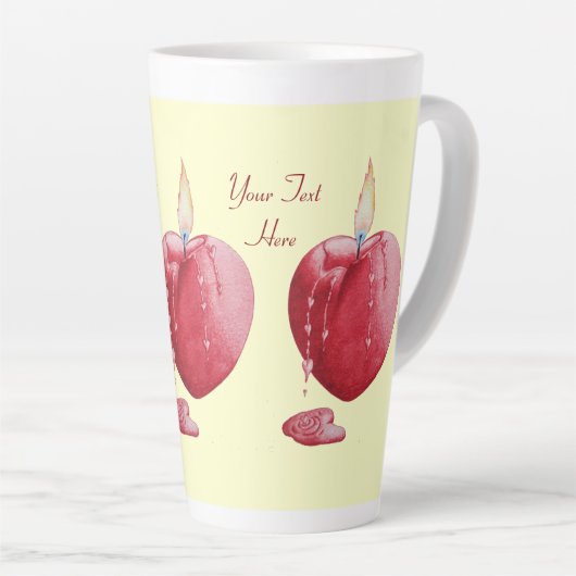 brandende kaars romantisch rood liefde hart latte mok (Rechterhoek)