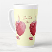 brandende kaars romantisch rood liefde hart latte mok (Linkerhoek)