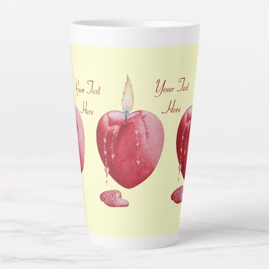 brandende kaars romantisch rood liefde hart latte mok (Voorkant)