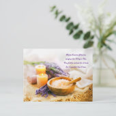 Brandende kaarsen en lavendel spa scene feestdagenkaart (Staand voorkant)