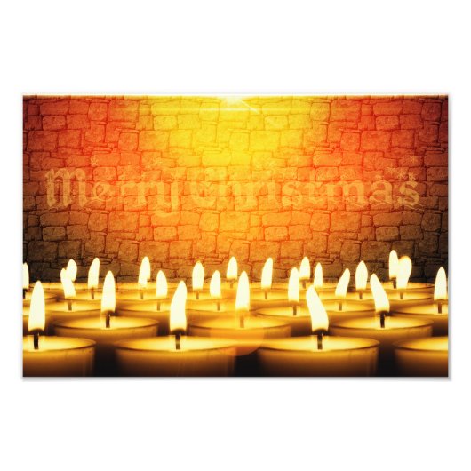 Brandende kaarsen - Vrolijk Kerstfeest Foto Afdruk (Voorkant)