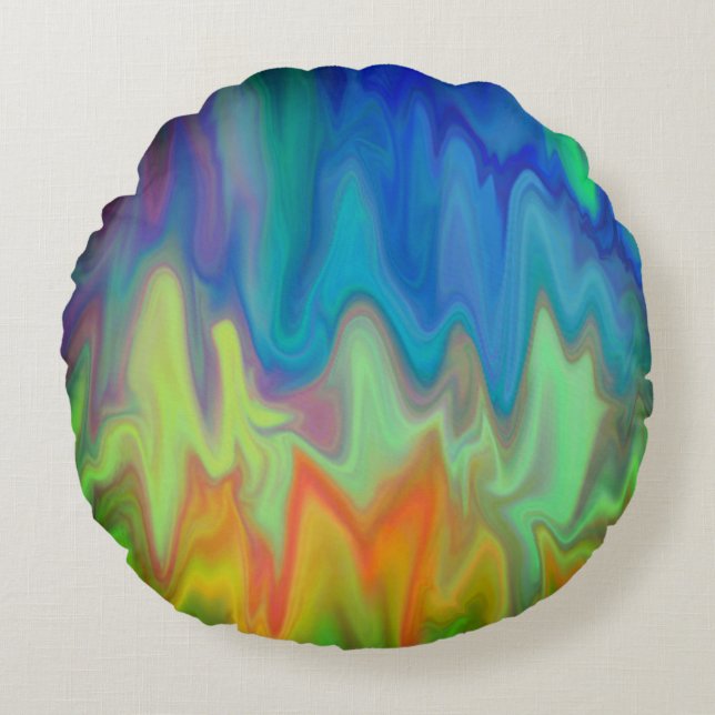 Brandende Kleuren Rond Kussen (Voorkant)