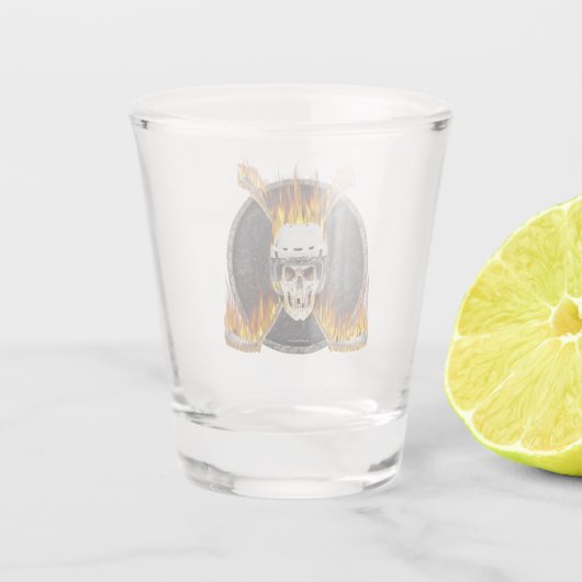 Brandende ockey-sticks shot glas (Achterkant)
